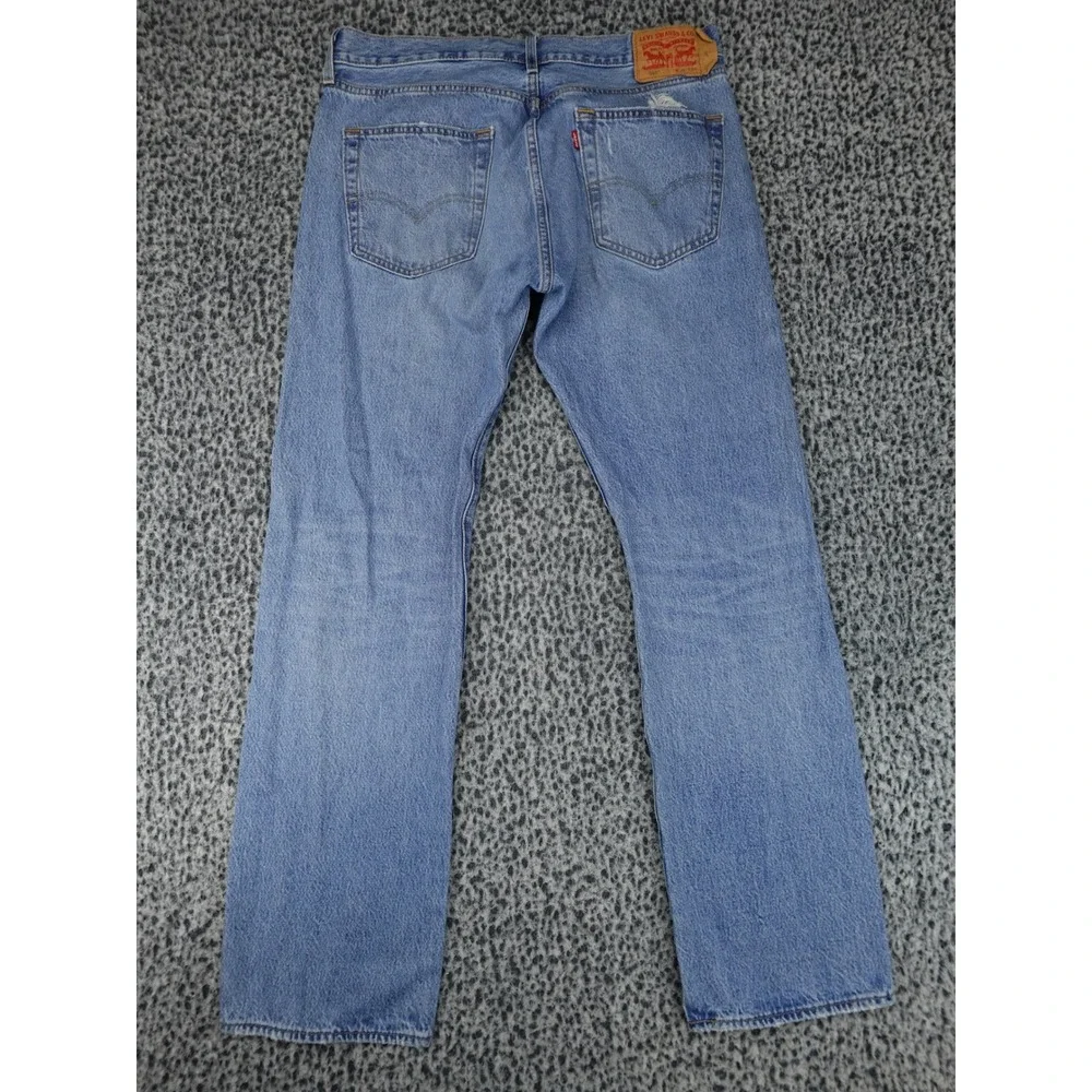 Levi's 501 Original Fit Jeans Mens 36x34 Light Wash Distressed Ripped 00501-3032